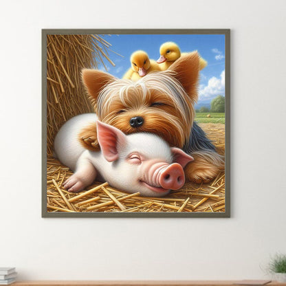 Diamond Painting - Full Square - Sleeping in layers on the farm (40*40CM)