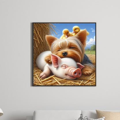 Diamond Painting - Full Square - Sleeping in layers on the farm (40*40CM)