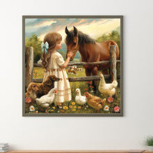 Load image into Gallery viewer, Diamond Painting - Full Square - Feeding horses on the farm (40*40CM)
