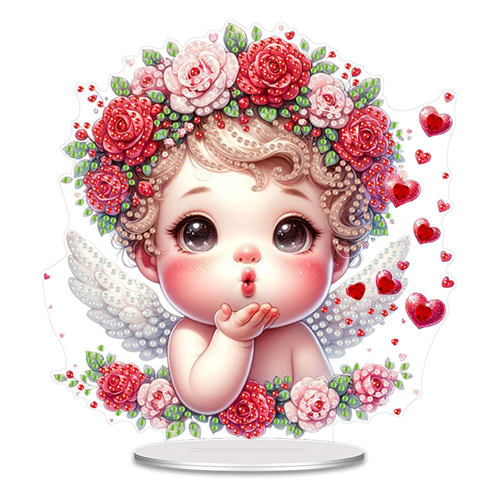 Acrylic Valentines Day Cupid Table Top Diamond Painting Ornament Kits for Home