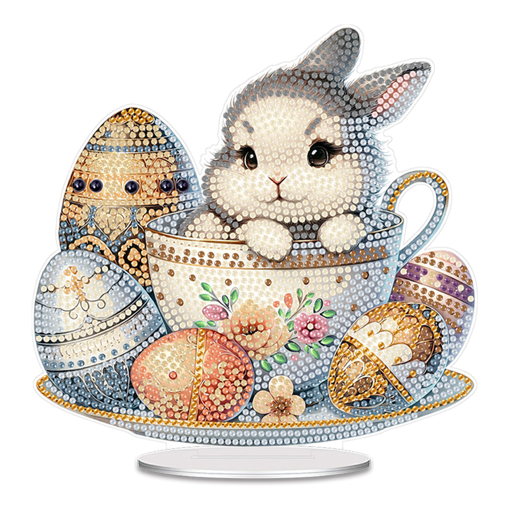 Acrylic Easter Coffee Cup Bunny Table Top Diamond Painting Ornament Kits