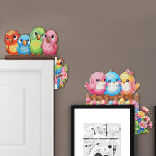 Load image into Gallery viewer, 2Pcs Happy Bird Diamond Painting Door Corner Sign 5D DIY Wooden Door Topper
