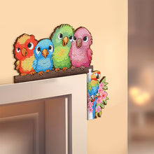 Load image into Gallery viewer, 2Pcs Happy Bird Diamond Painting Door Corner Sign 5D DIY Wooden Door Topper
