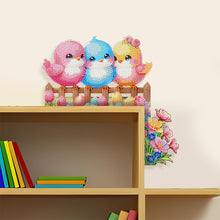 Load image into Gallery viewer, 2Pcs Happy Bird Diamond Painting Door Corner Sign 5D DIY Wooden Door Topper
