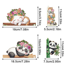Load image into Gallery viewer, 2Pcs Panda Cat Diamond Painting Door Corner Sign 5D DIY Wooden Door Topper
