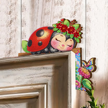 Load image into Gallery viewer, 2Pcs Bee Ladybug Diamond Painting Door Corner Sign 5D DIY Wooden Door Topper
