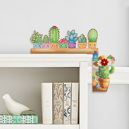 2Pcs Cactus Diamond Painting Door Corner Sign 5D DIY Wooden Door Topper