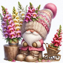 Load image into Gallery viewer, Diamond Painting - Full Round - Pink and yellow flower gnome (30*30CM)
