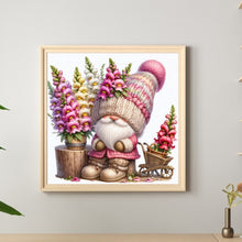 Load image into Gallery viewer, Diamond Painting - Full Round - Pink and yellow flower gnome (30*30CM)
