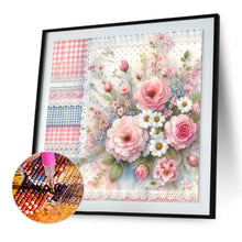 Load image into Gallery viewer, Diamond Painting - Full Round - Pink plaid flowers (30*30CM)
