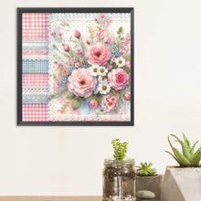 Load image into Gallery viewer, Diamond Painting - Full Round - Pink plaid flowers (30*30CM)
