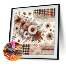 Load image into Gallery viewer, Diamond Painting - Full Round - Coffee plaid flowers (30*30CM)
