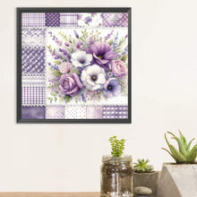Load image into Gallery viewer, Diamond Painting - Full Round - Purple plaid flowers (30*30CM)
