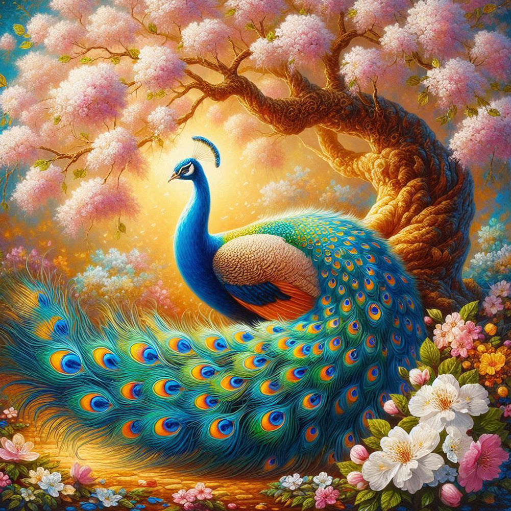 Diamond Painting - Full Round - Flower tree peacock (40*40CM)