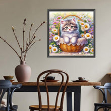 Load image into Gallery viewer, Diamond Painting - Full Round - Daisy flower basket kitten (40*40CM)
