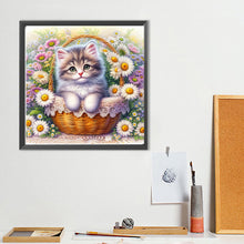 Load image into Gallery viewer, Diamond Painting - Full Round - Daisy flower basket kitten (40*40CM)
