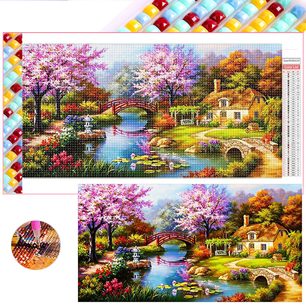 Diamond Painting - Full Square - Small Bridge and Flowing Water (95*50CM)