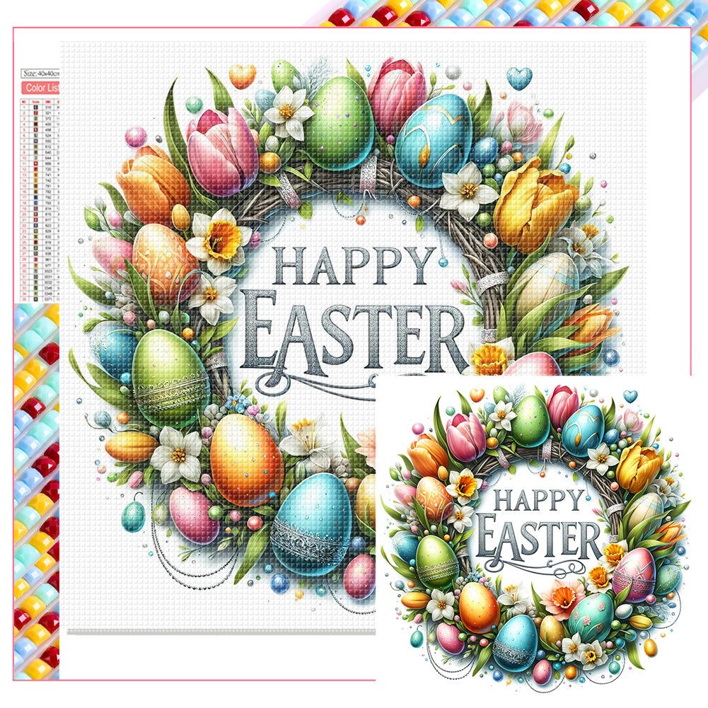 Diamond Painting - Full Square - Easter wreath - Spring blessing (40*40CM)