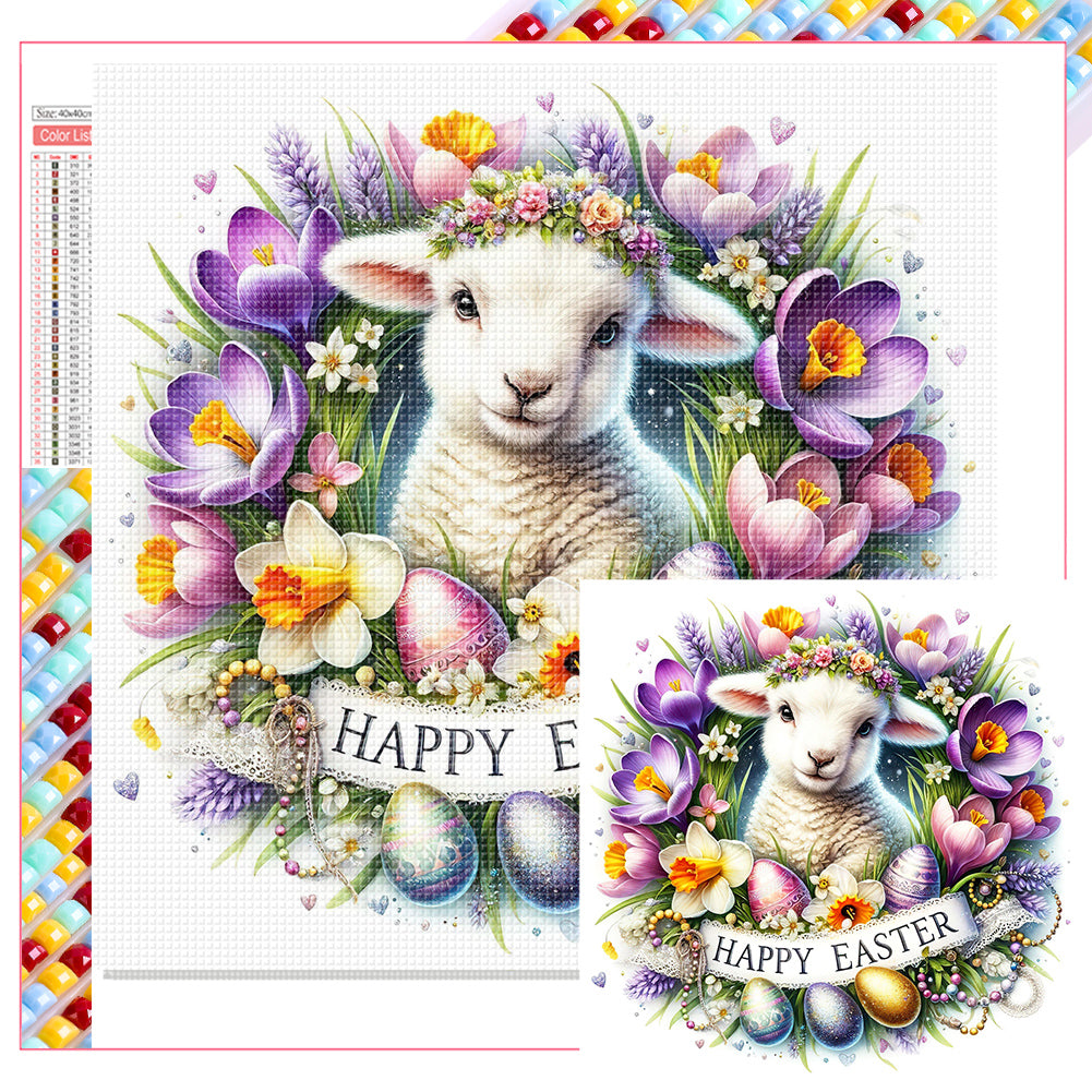 Diamond Painting - Full Square - Easter wreath - Spring blessing (40*40CM)