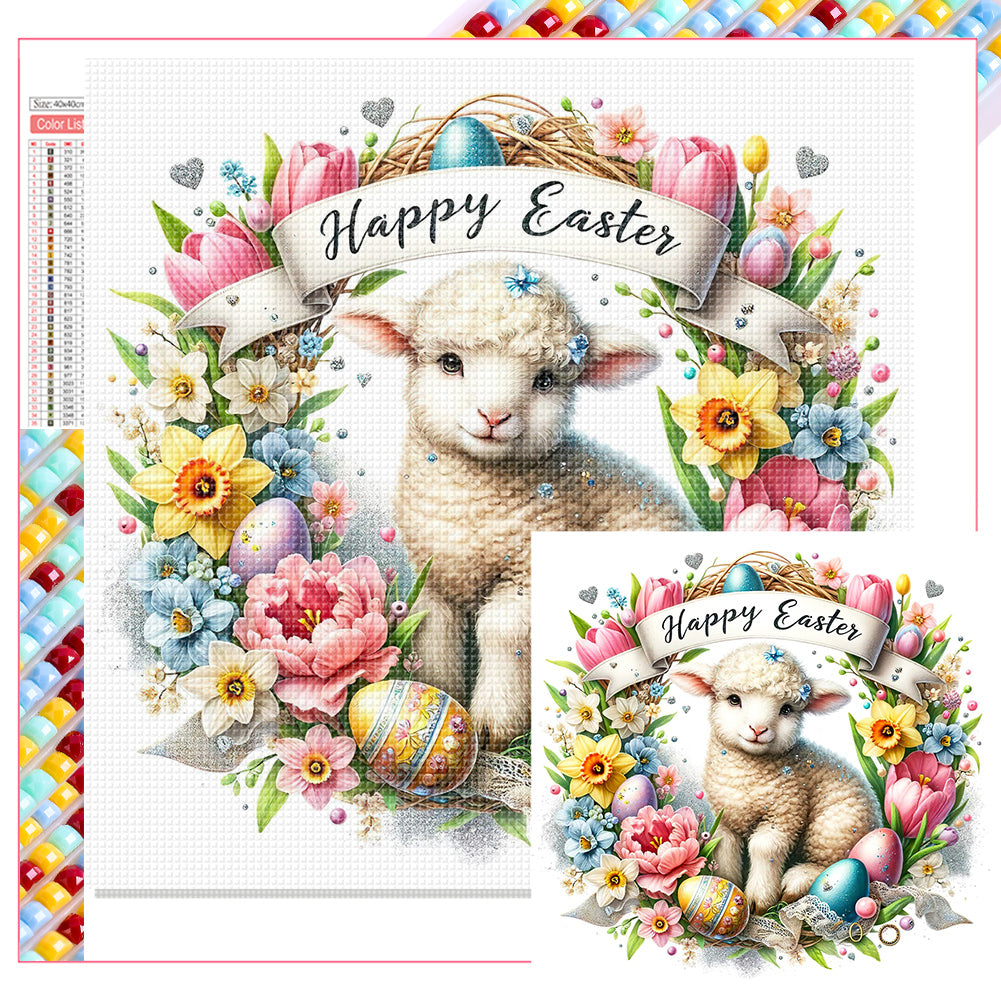 Diamond Painting - Full Square - Easter wreath - Spring blessing (40*40CM)