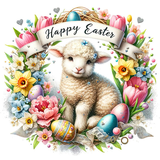Diamond Painting - Full Square - Easter wreath - Spring blessing (40*40CM)