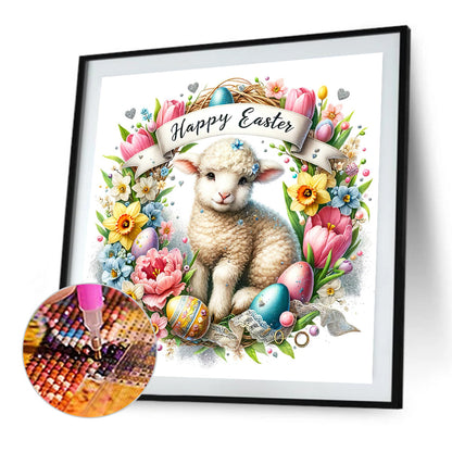 Diamond Painting - Full Square - Easter wreath - Spring blessing (40*40CM)