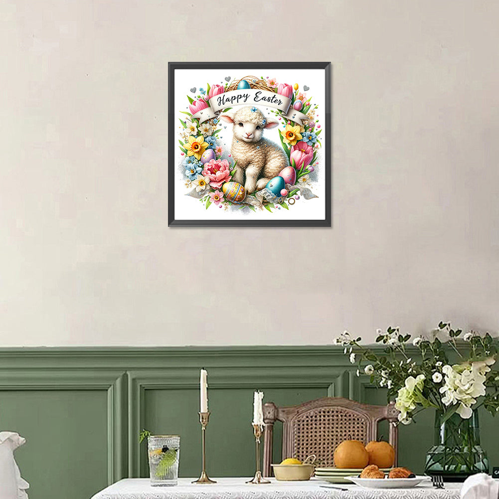 Diamond Painting - Full Square - Easter wreath - Spring blessing (40*40CM)