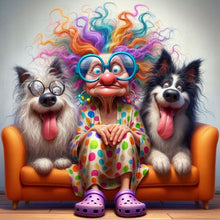 Load image into Gallery viewer, Diamond Painting - Full Round - Two dogs and grandma (40*40CM)
