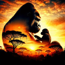 Load image into Gallery viewer, Diamond Painting - Full Round - Dusk gorilla silhouette (40*40CM)
