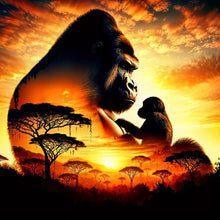 Load image into Gallery viewer, Diamond Painting - Full Round - Dusk gorilla silhouette (40*40CM)
