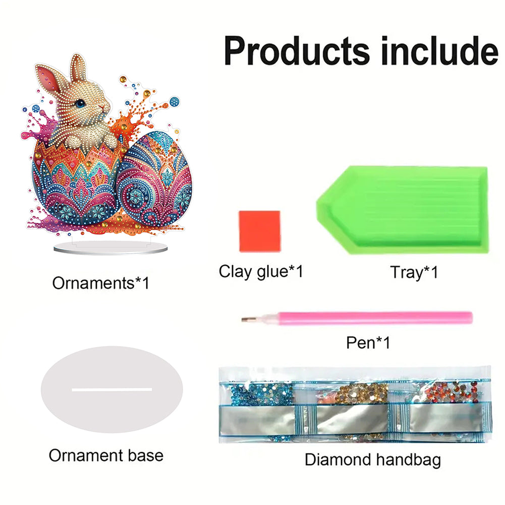 Acrylic Special Shaped Easter Egg Bunny 5D DIY Diamond Art Tabletop Decorations