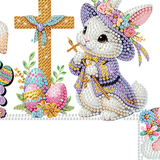 Easter Rabbit 5D DIY Diamond Painting Door Corner Sign for Door Wall Decor