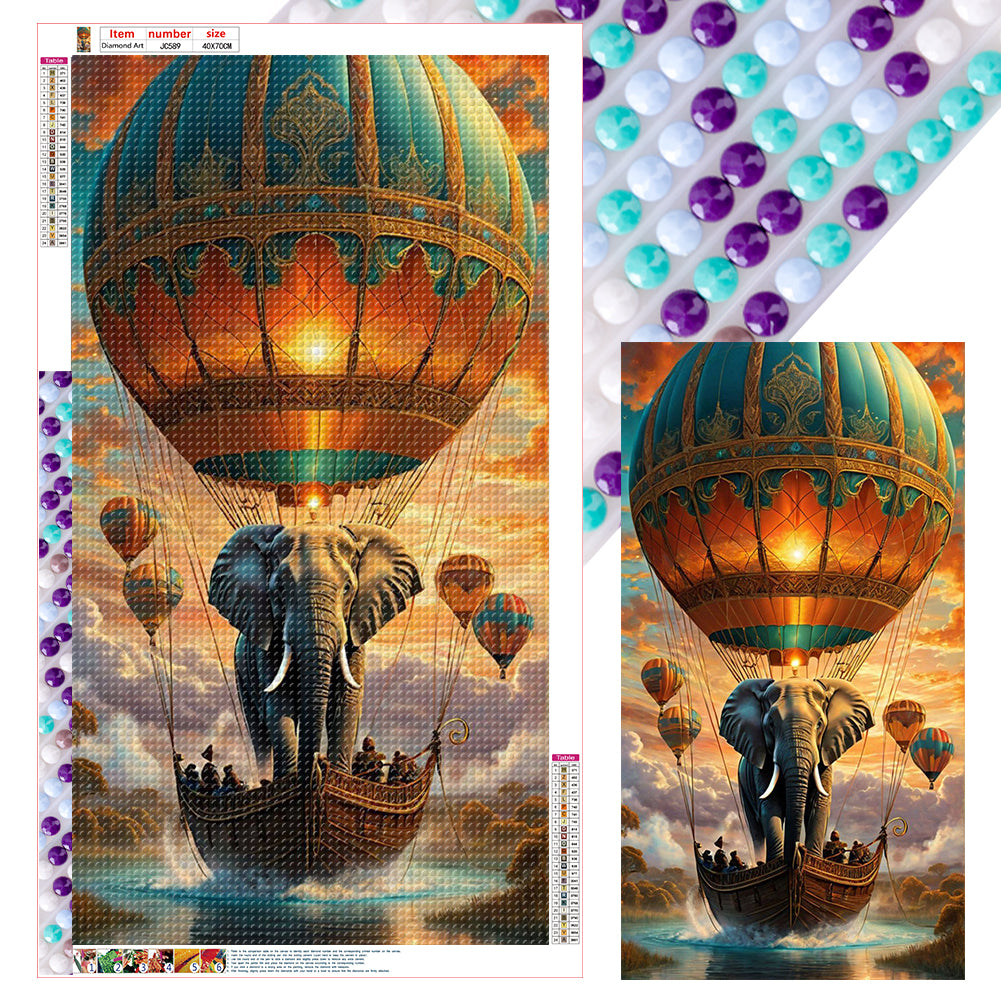 Diamond Painting - Full Round - Elephant Hot Air Balloon (40*70CM)