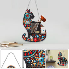 Load image into Gallery viewer, Gemstone Black Cat Diamond Painting Ornaments with Shelf for Garden Window Decor
