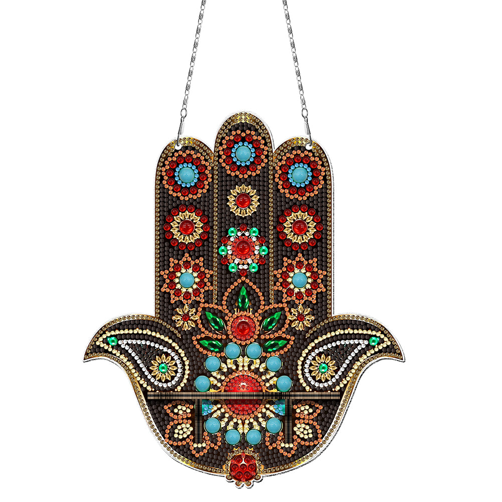 Gemstone Black Cat Diamond Painting Ornaments with Shelf for Garden Window Decor