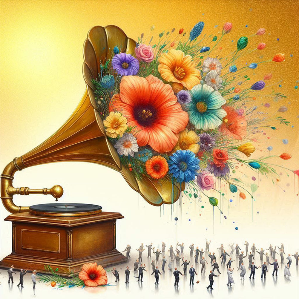 Diamond Painting - Full Round - Gramophone Flower (30*30CM)