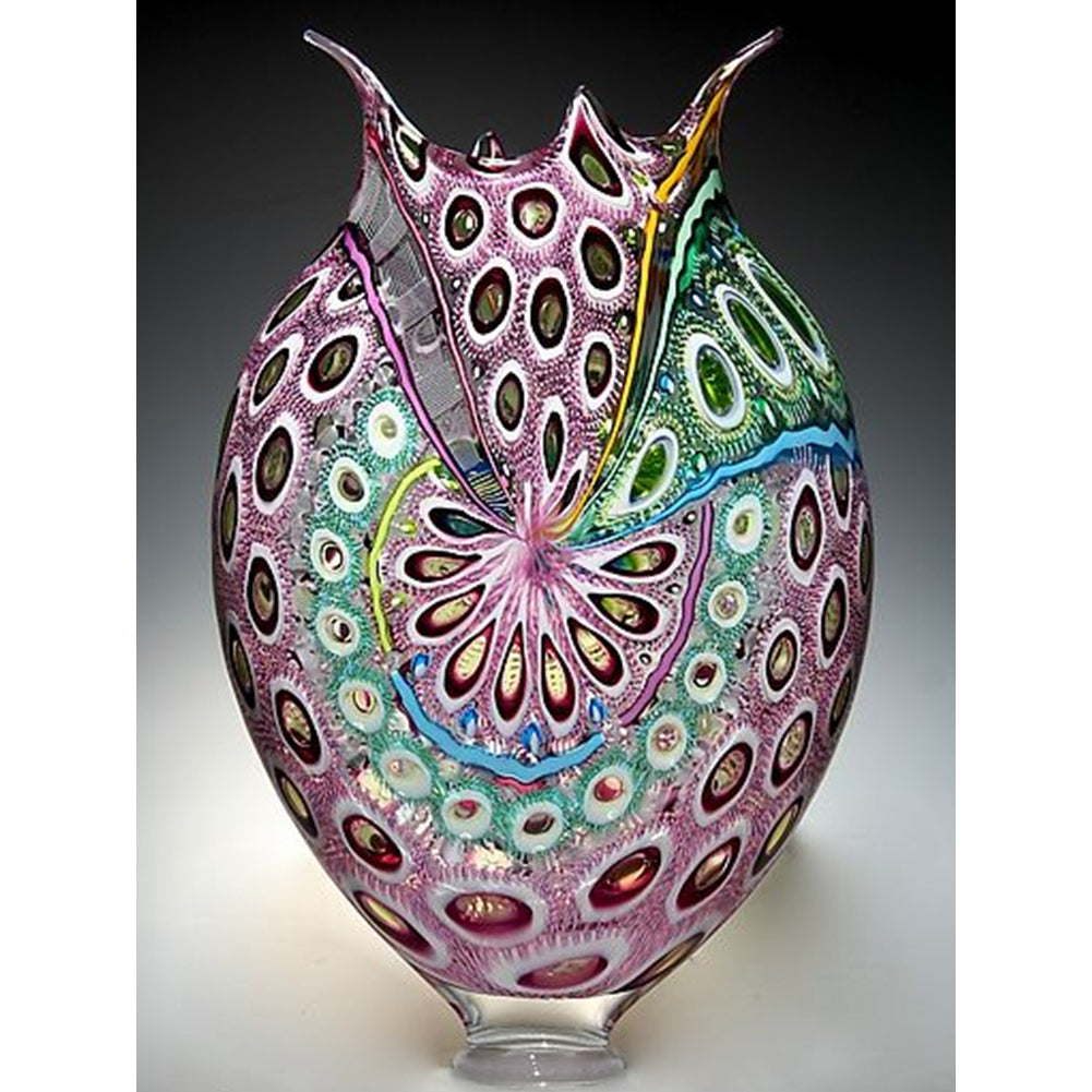 Diamond Painting - Full Round - Pink and green pattern vase (30*40CM)