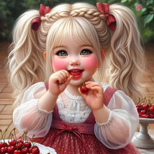 Load image into Gallery viewer, Diamond Painting - Full Round - Little Girl Eating Cherries (40*40CM)
