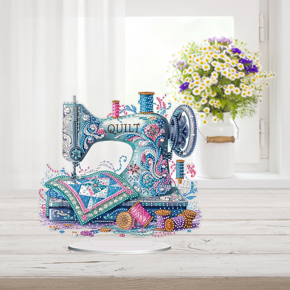 Acrylic Special Shape Flower Sewing Machine Diamond Painting Desktop Ornaments