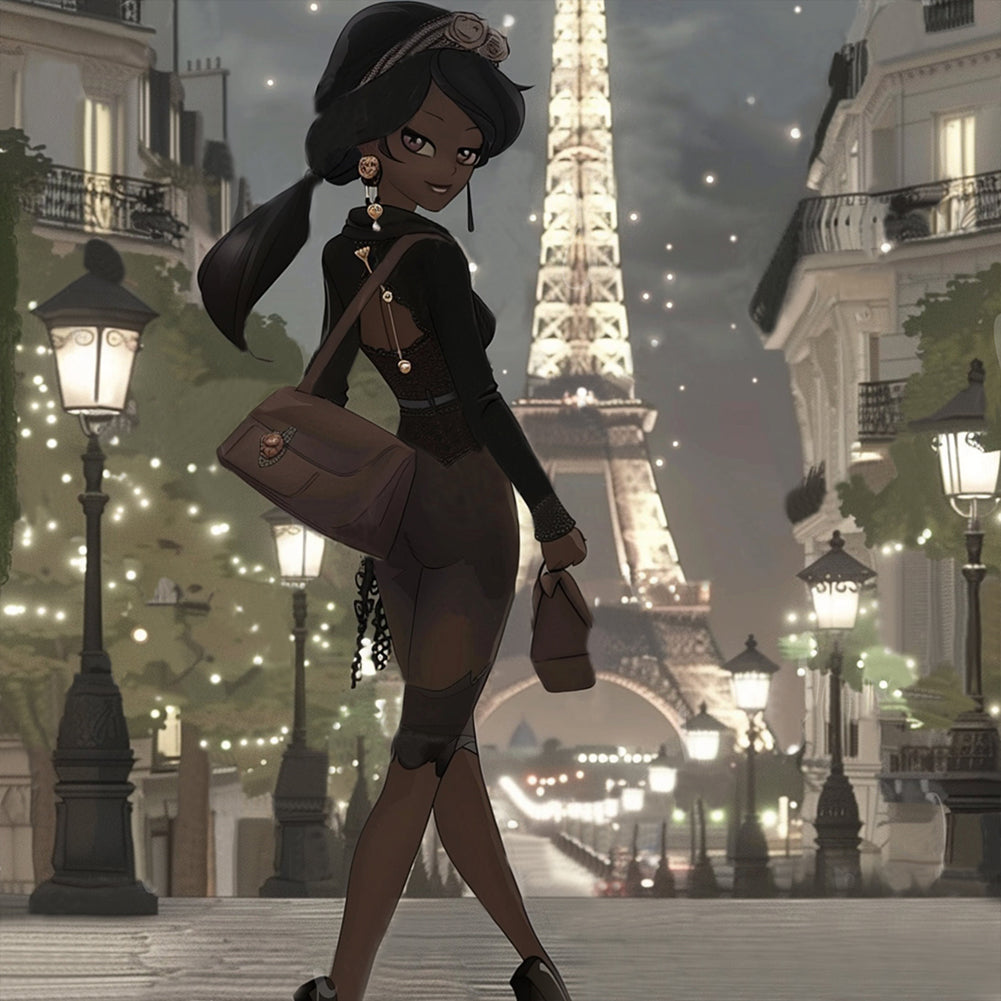 Diamond Painting - Full Round - Night tower girl (40*40CM)