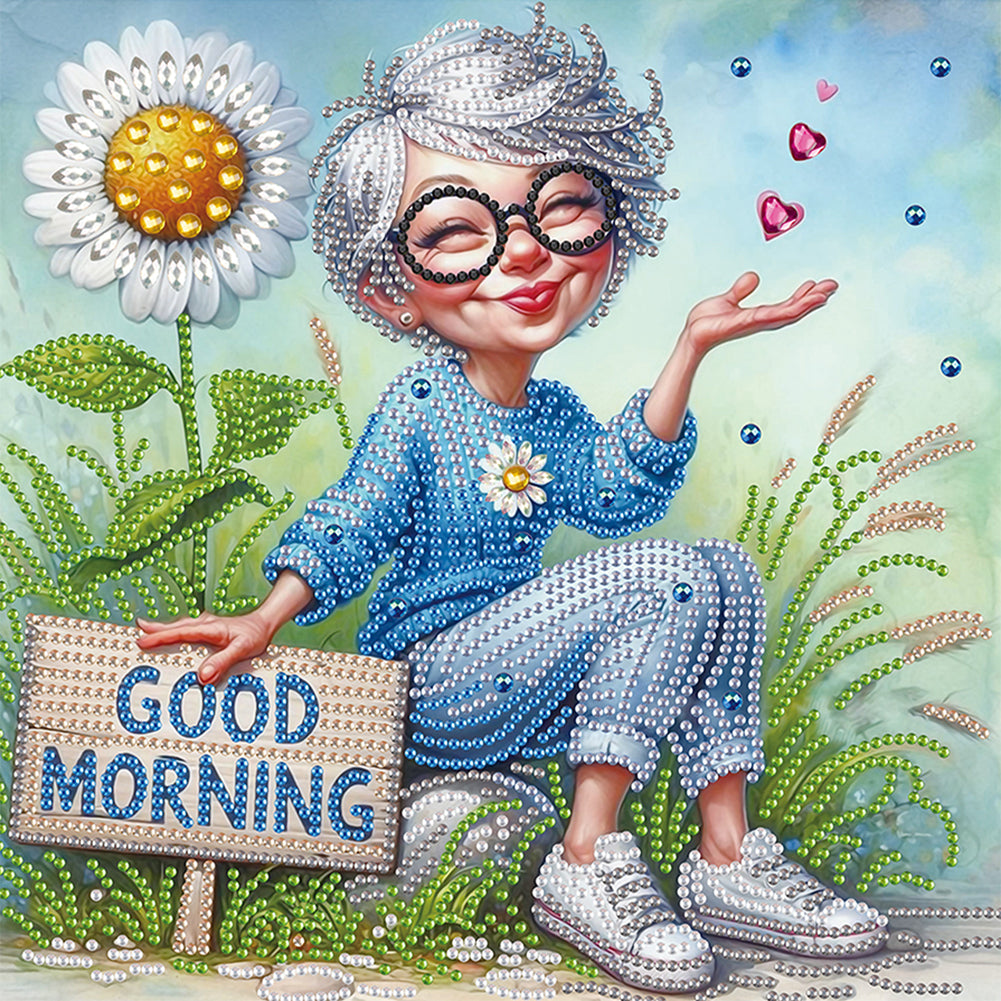 Diamond Painting - Partial Special Shaped - Cute Granny (30*30CM)