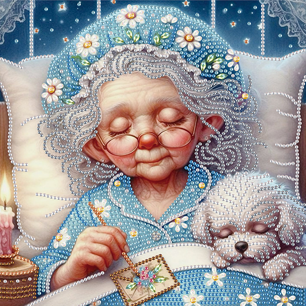Diamond Painting - Partial Special Shaped - Cute Granny (30*30CM)
