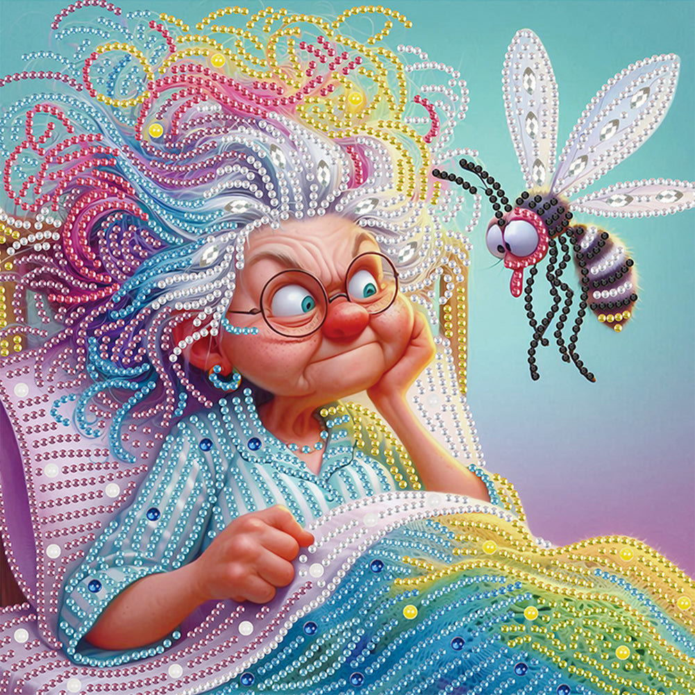 Diamond Painting - Partial Special Shaped - Cute Granny (30*30CM)