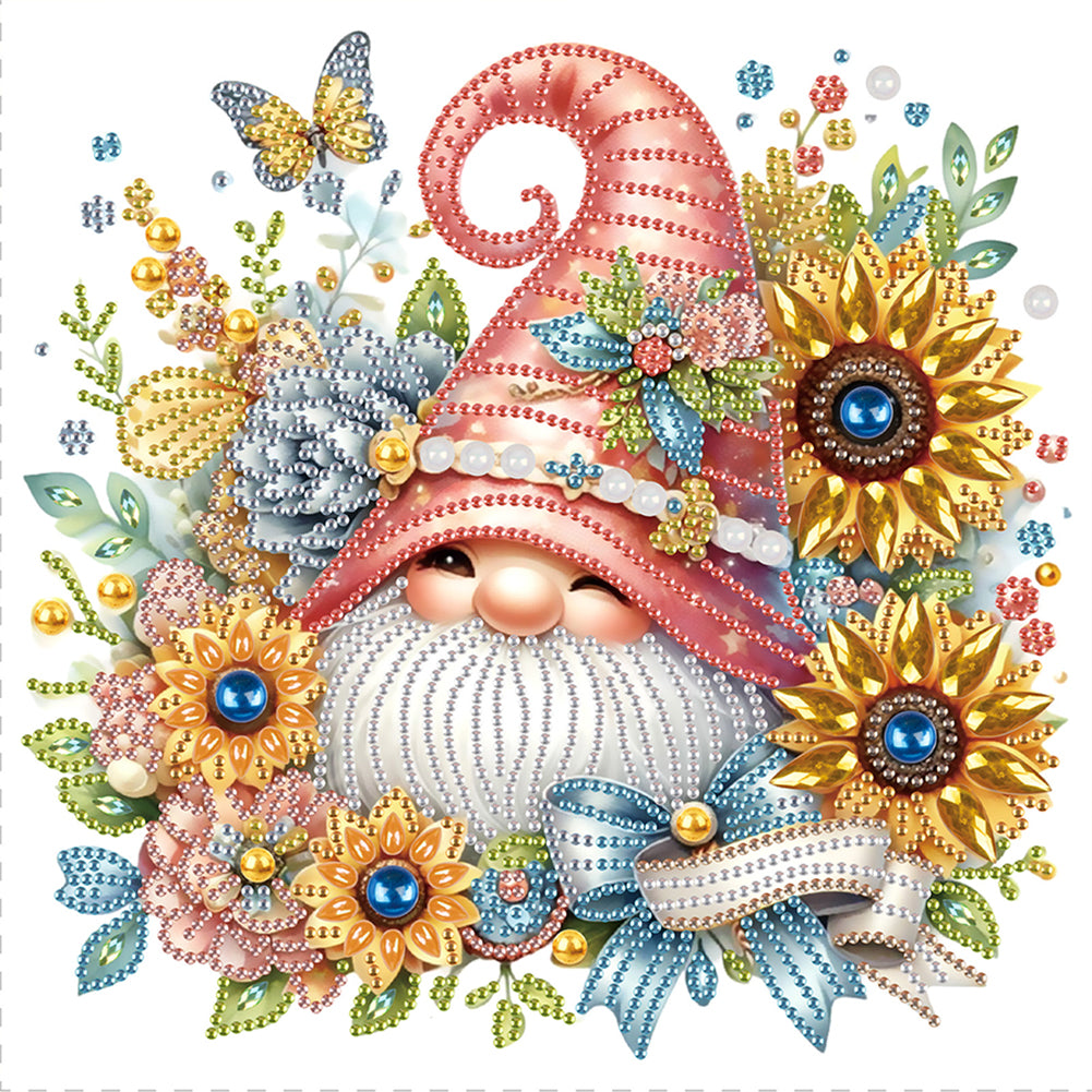 Diamond Painting - Partial Special Shaped - Flower Gnome (30*30CM)