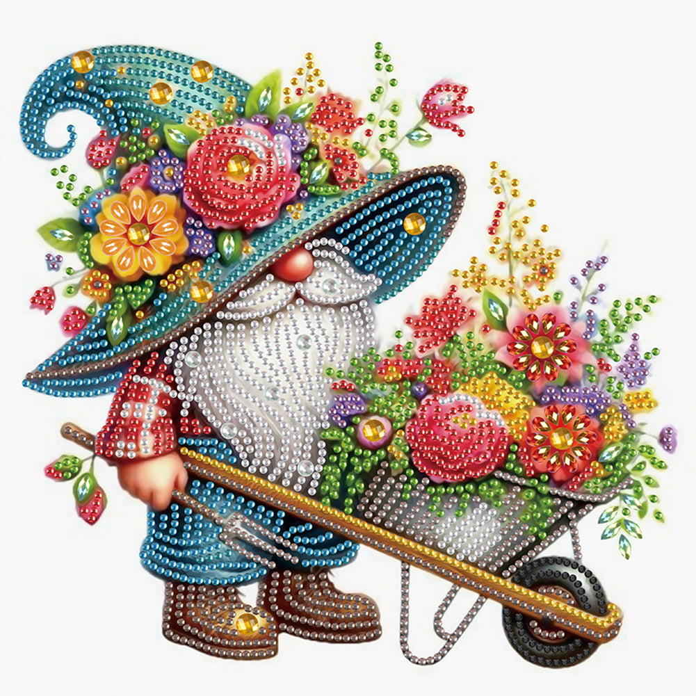 Diamond Painting - Partial Special Shaped - Flower Gnome (30*30CM)