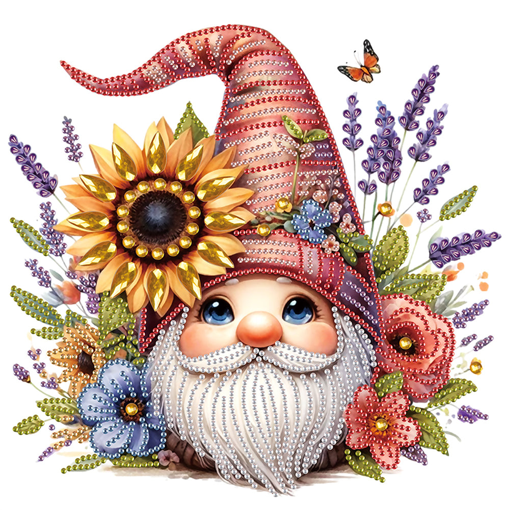 Diamond Painting - Partial Special Shaped - Flower Gnome (30*30CM)