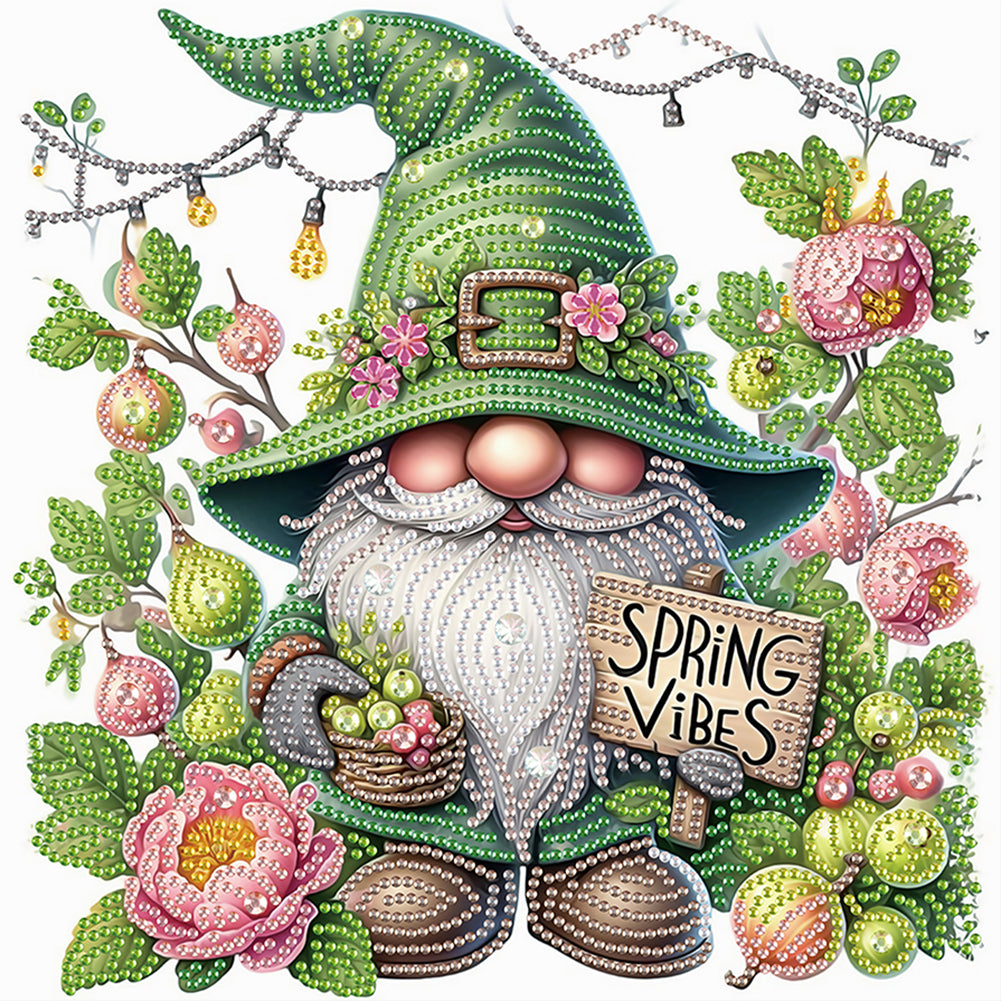 Diamond Painting - Partial Special Shaped - Flower Gnome (30*30CM)