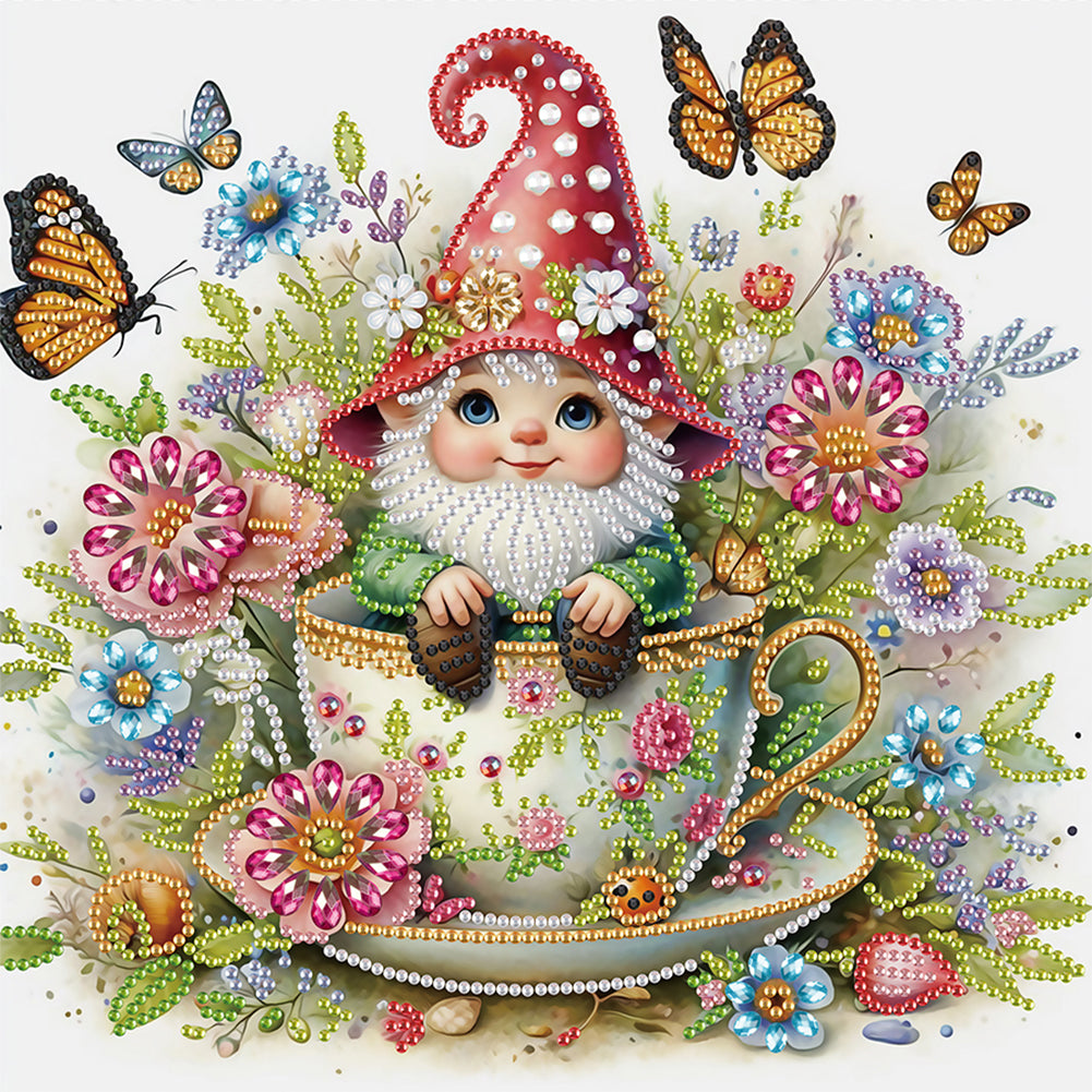 Diamond Painting - Partial Special Shaped - Flower Gnome (30*30CM)