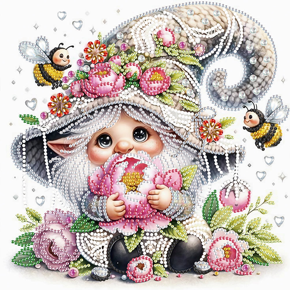 Diamond Painting - Partial Special Shaped - Flower Gnome (30*30CM)