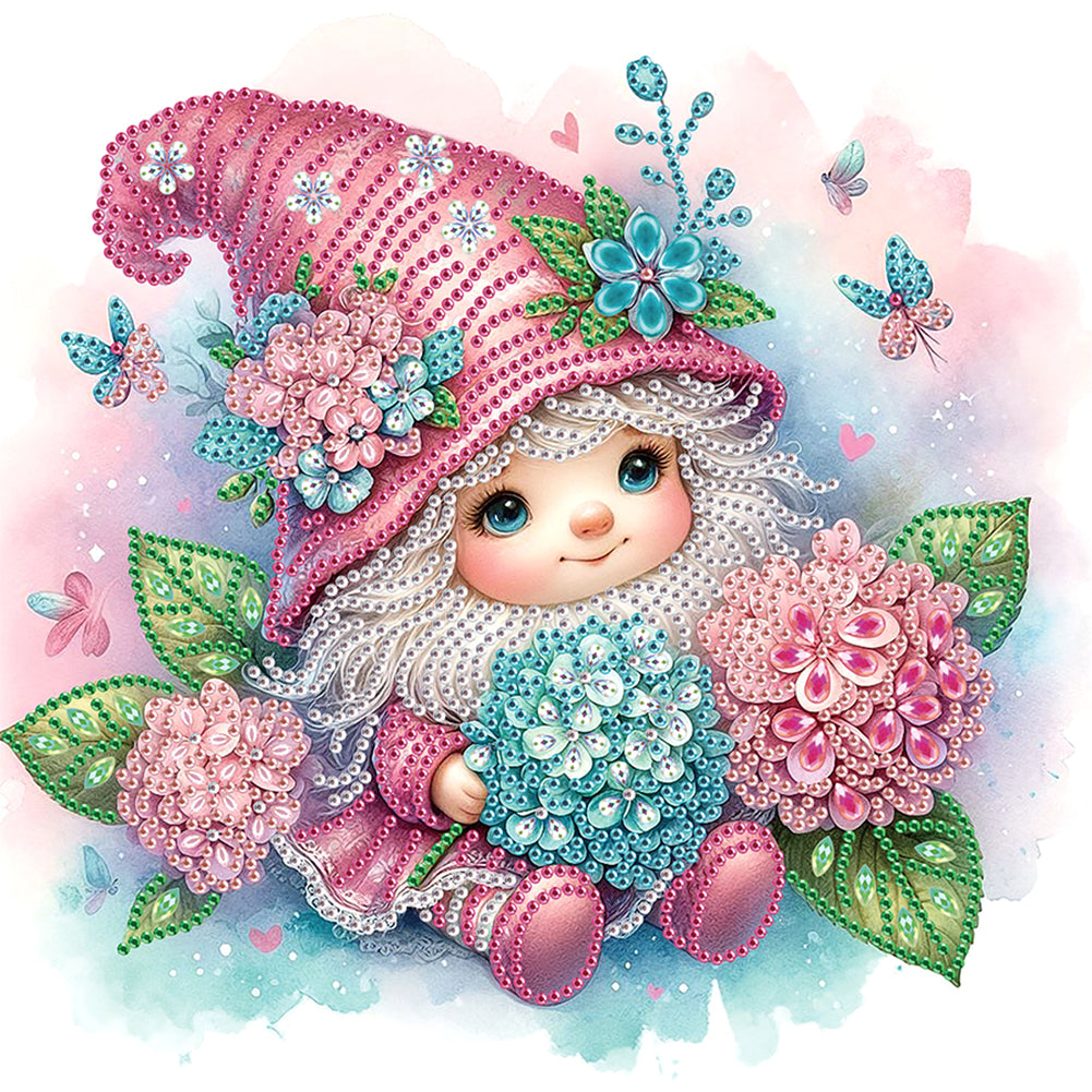 Diamond Painting - Partial Special Shaped - Flower Gnome (30*30CM)